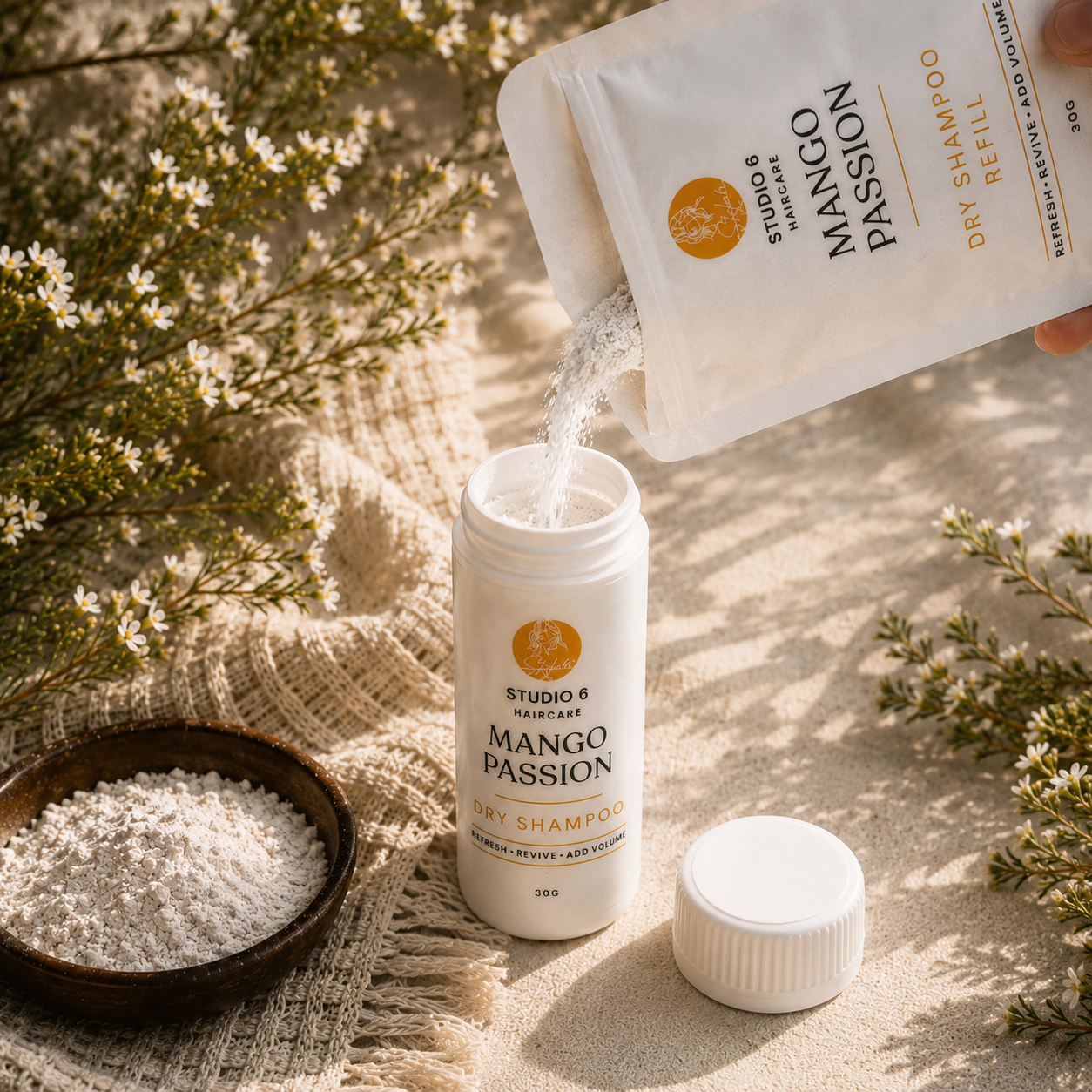 Mango Passion Dry Shampoo Bundle – 30g Shaker + 30g Refill (60g Total)